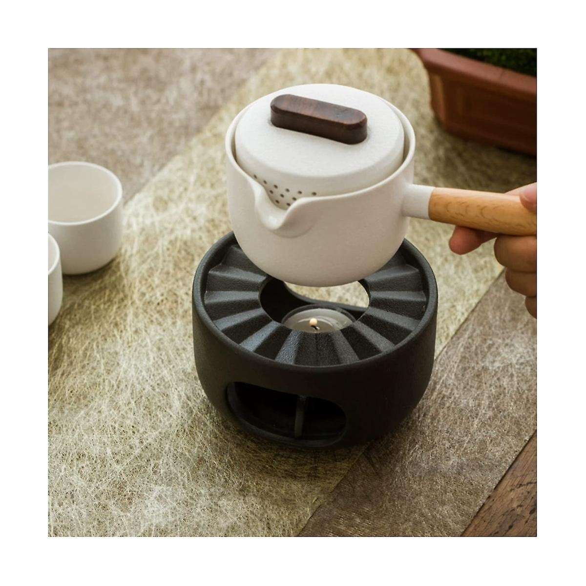 Ceramic Teapot Warmer with Spoon Coffee and Tea Warmer with Candle Hold for Heating Coffee Warmer fo