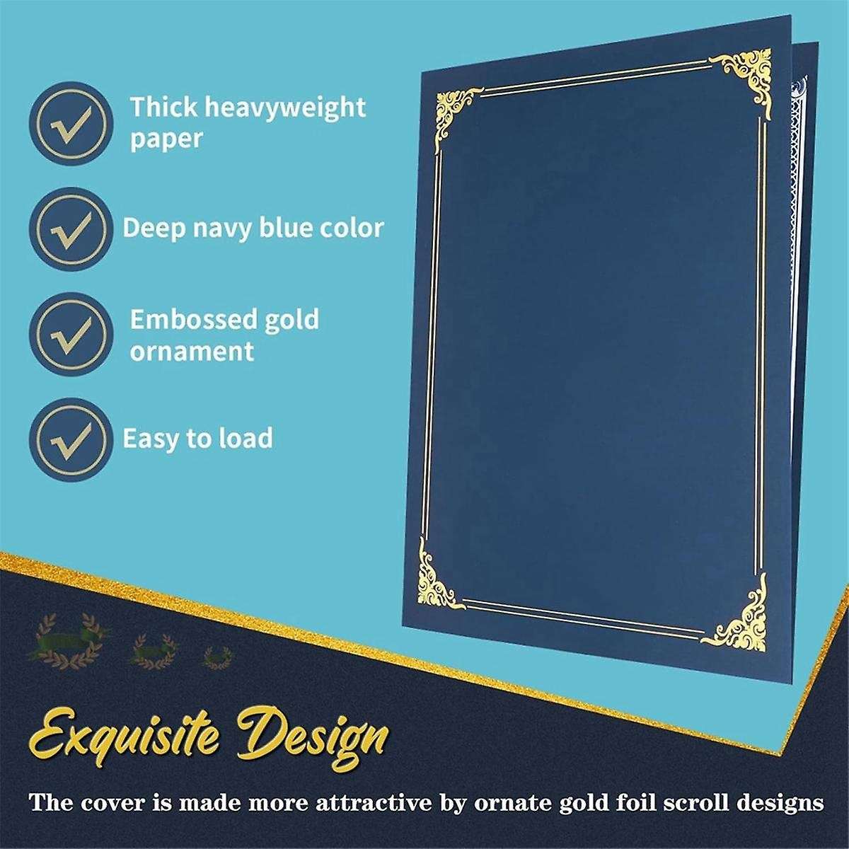 Certificate Holders, 10 Packs Diploma Holders, Certificate Covers with Gold Foil Border for Letter S