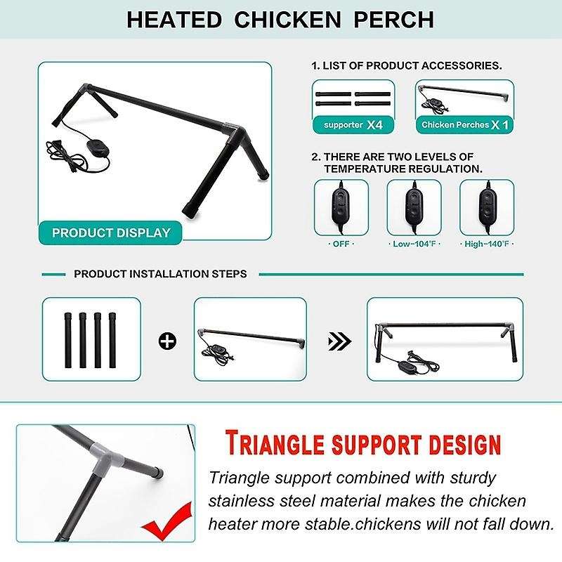 Chicken Heater Perch Heated Chick Perches Coop Heaters Stand Adjustable Constant Temperature Brooder
