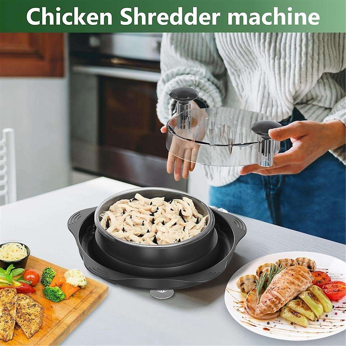Chicken Shredder Tool Twist,meat Shredder Machine, Chicken Breast Shredder with Plate, Handles And
