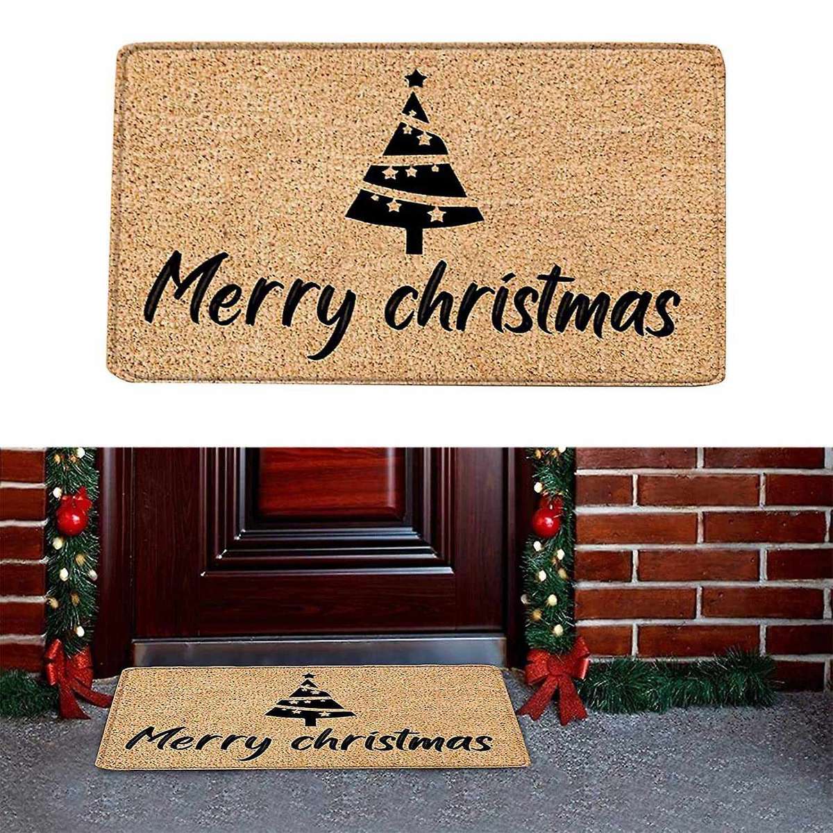 Christmas Doormat Floor Mat Christmas Tree Door Mat Decoration Entrance Floor Carpet Non Slip Blanke