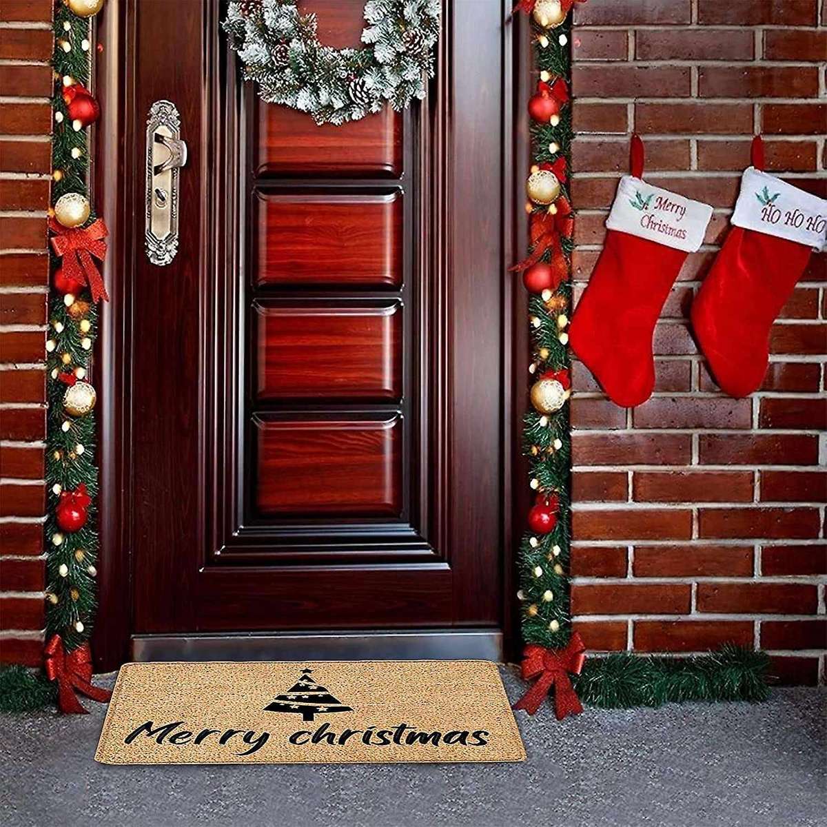 Christmas Doormat Floor Mat Christmas Tree Door Mat Decoration Entrance Floor Carpet Non Slip Blanke