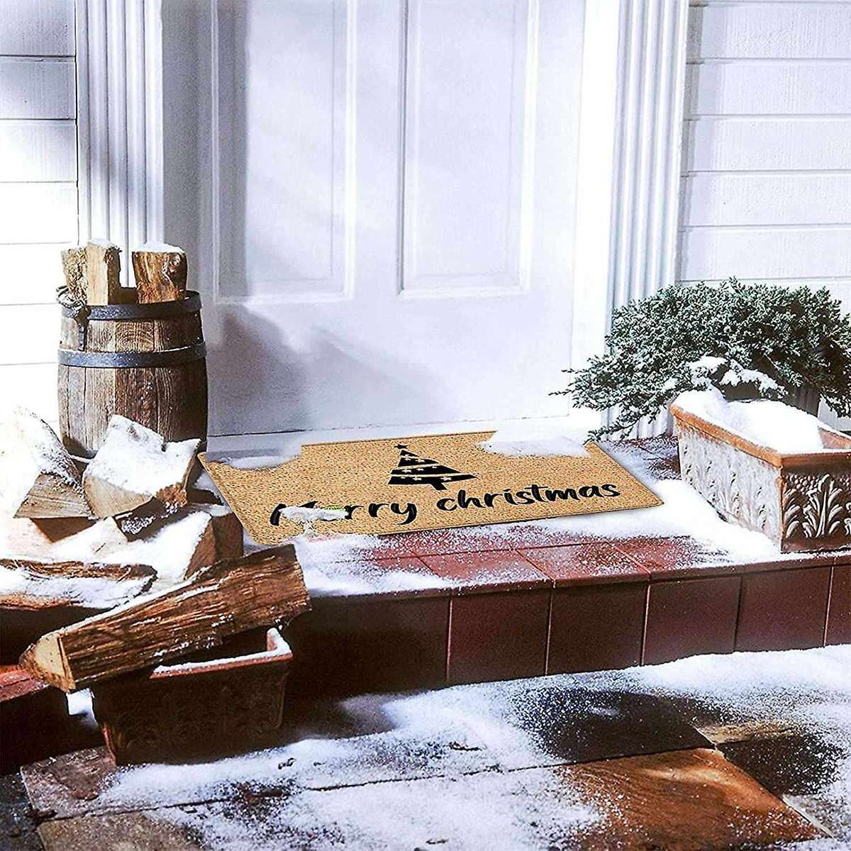 Christmas Doormat Floor Mat Christmas Tree Door Mat Decoration Entrance Floor Carpet Non Slip Blanke