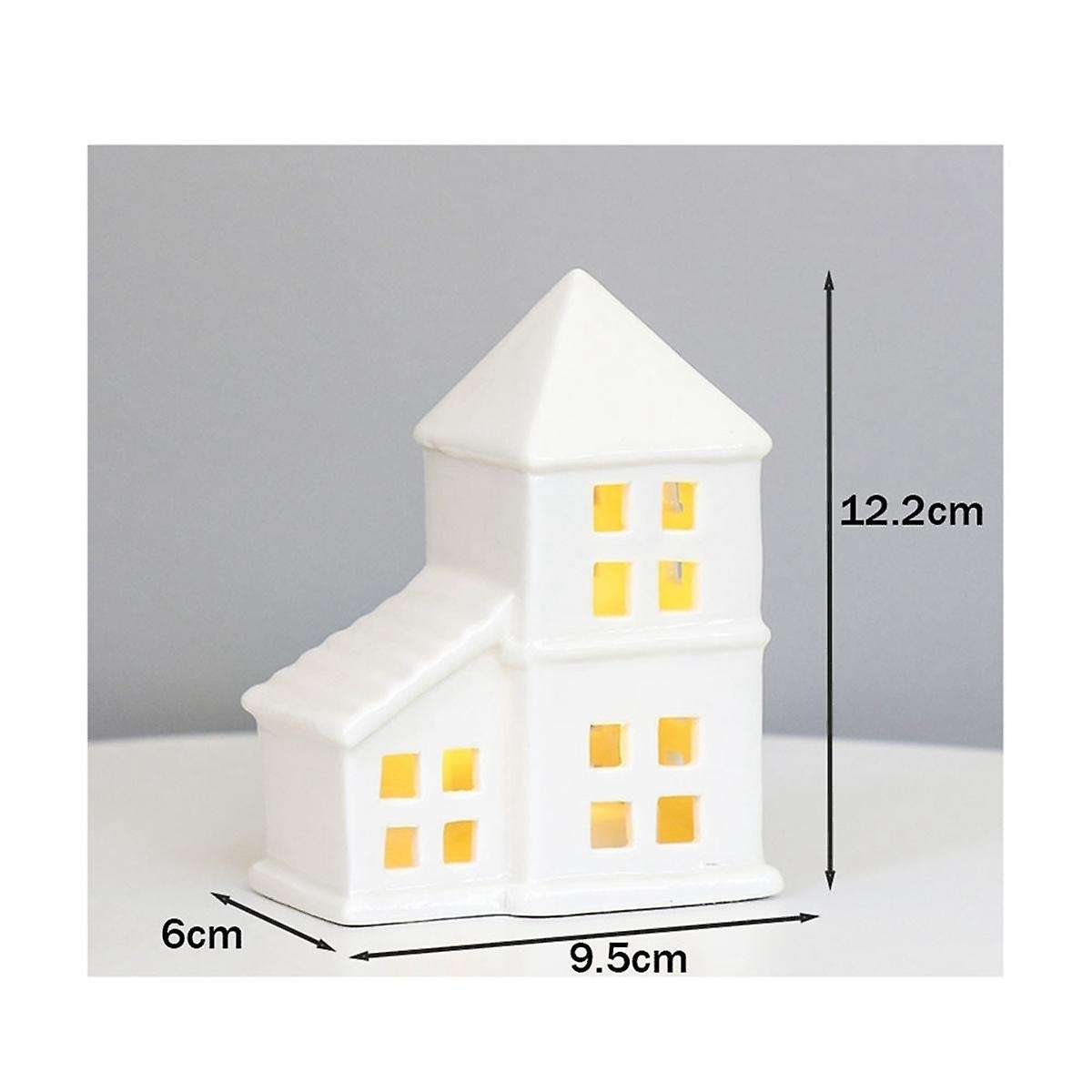 Christmas Indoor Ornaments Village Sets Of 5 Lighted Ceramic Houses Xmas Holiday Farmhouse Rustic D