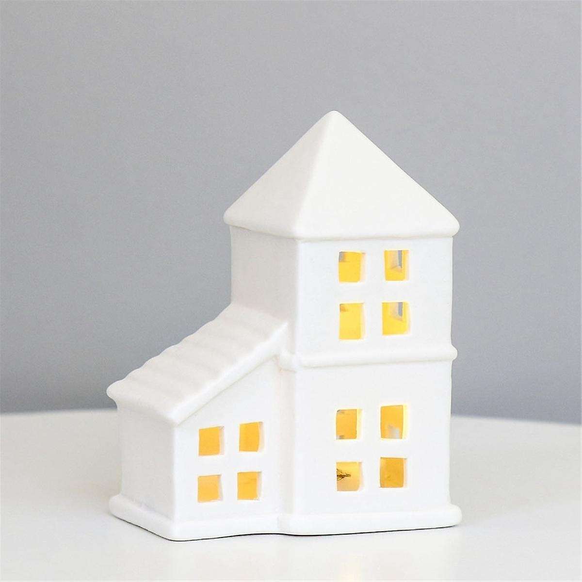 Christmas Indoor Ornaments Village Sets Of 5 Lighted Ceramic Houses Xmas Holiday Farmhouse Rustic D