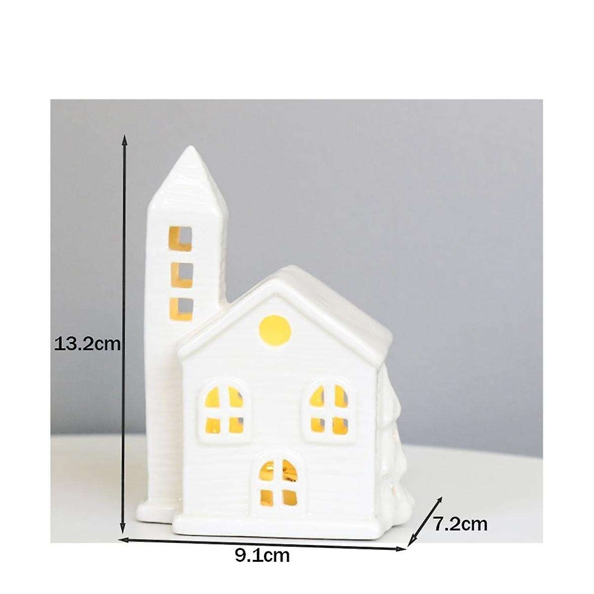 Christmas Indoor Ornaments Village Sets Of 5 Lighted Ceramic Houses Xmas Holiday Farmhouse Rustic D