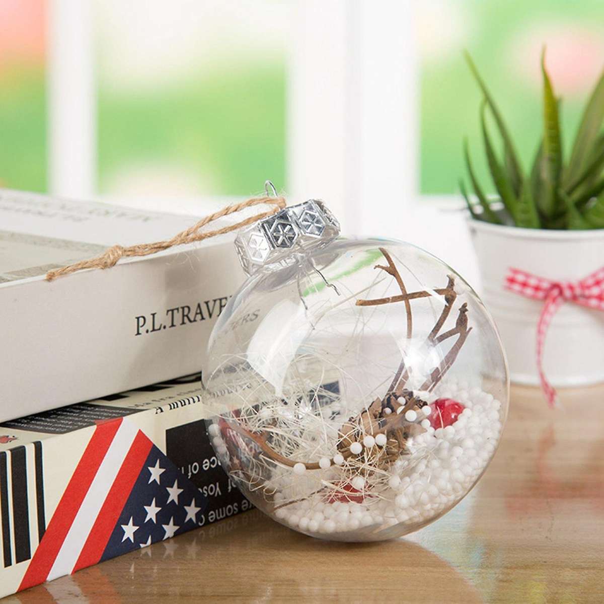 Christmas Tree Balls Pendant Home Festival Desktop Plastic Clear Ornament Xmas Ball Tree Garden Deco