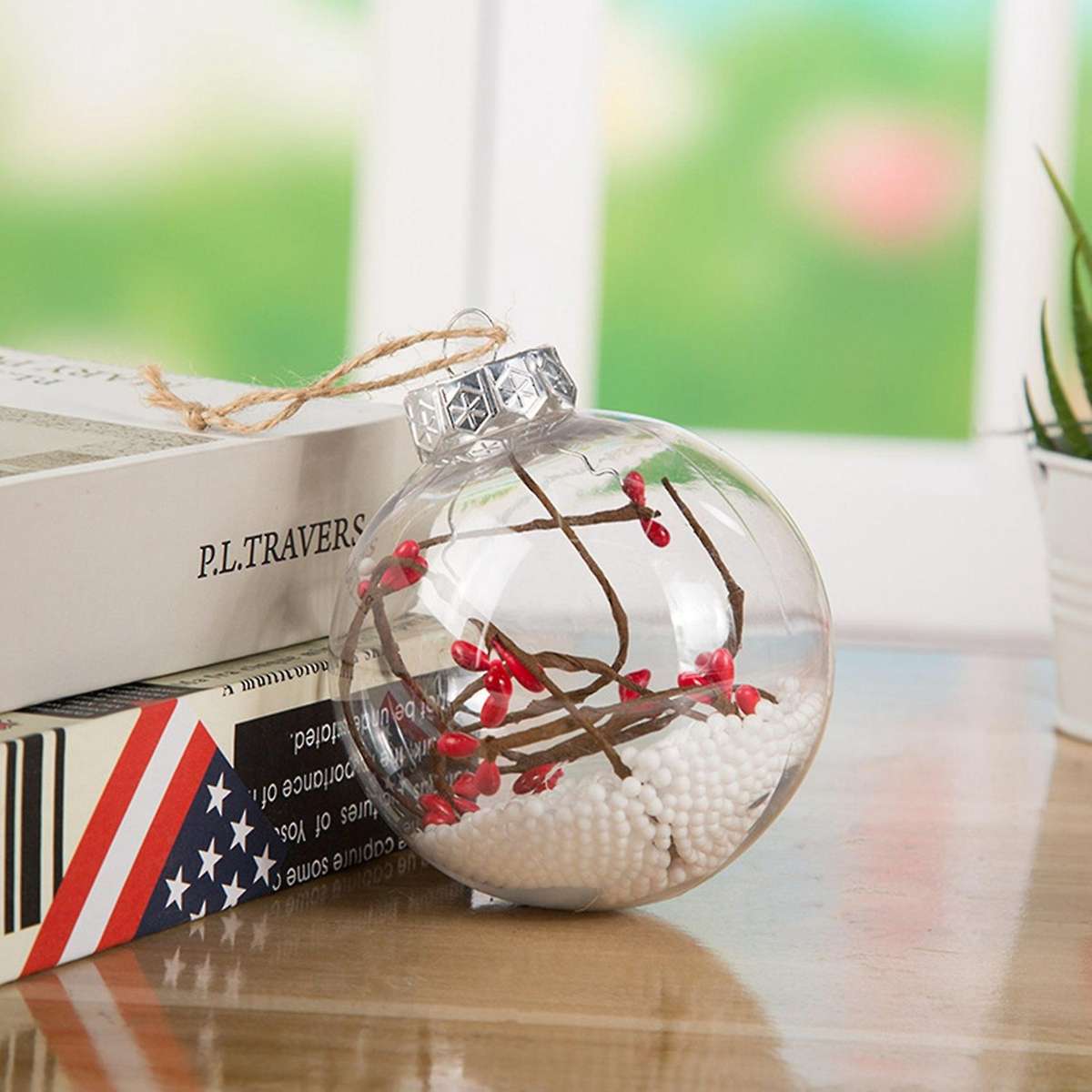 Christmas Tree Balls Pendant Home Festival Desktop Plastic Clear Ornament Xmas Ball Tree Garden Deco