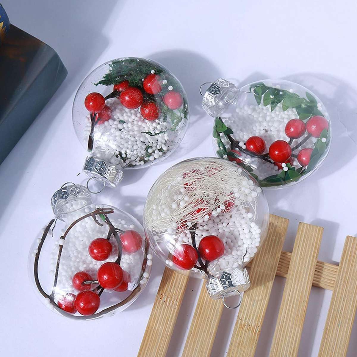 Christmas Tree Balls Pendant Home Festival Desktop Plastic Clear Ornament Xmas Ball Tree Garden Deco