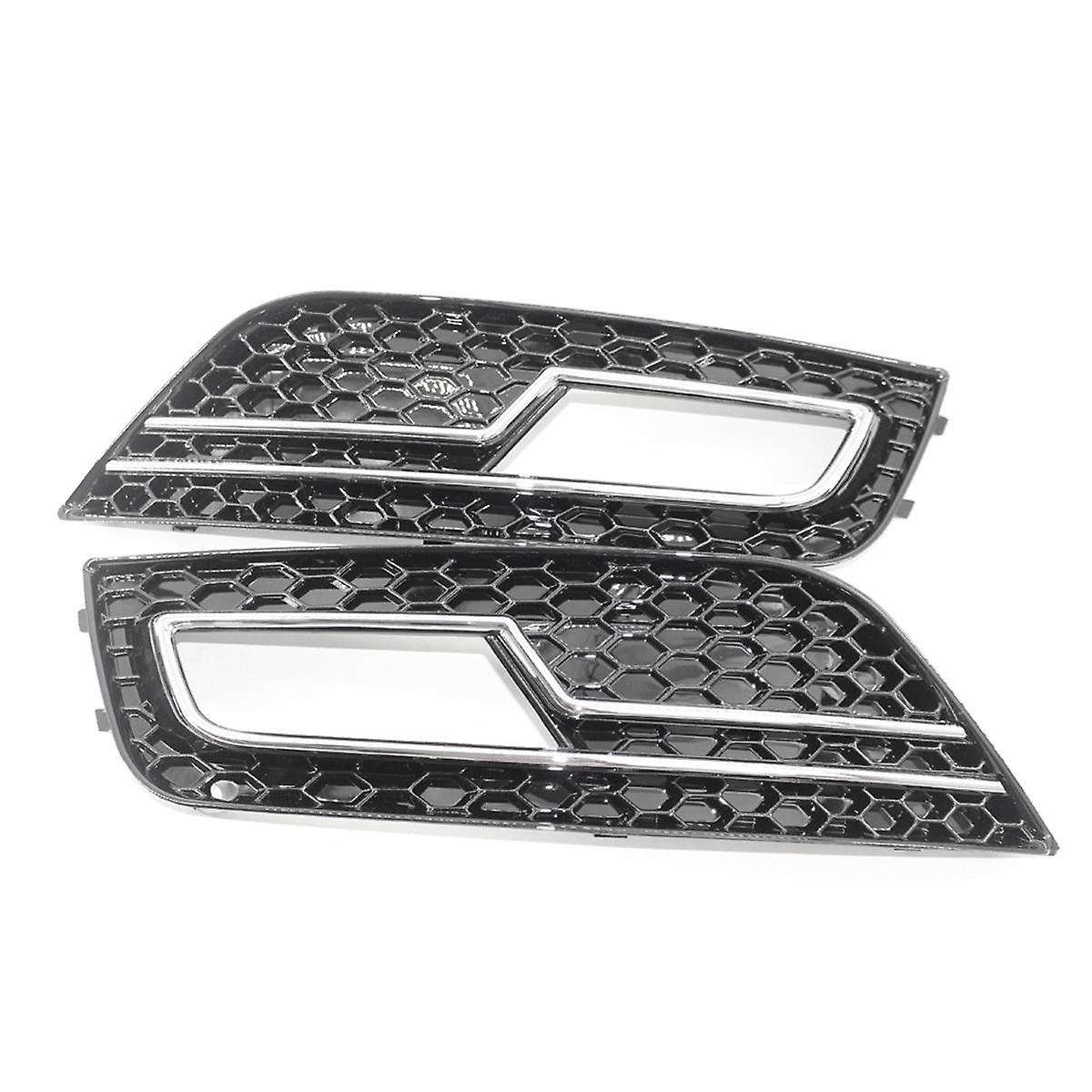 Chrome Front Bumper Honeycomb Grill Fog Light Cover for A4 B8.5 Standard Edition 2013-2016