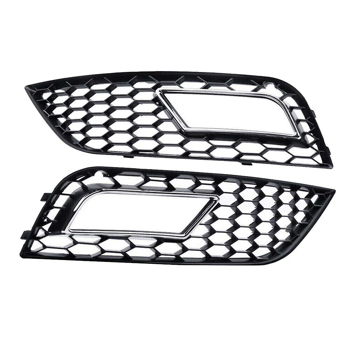 Chrome Front Bumper Fog Light Cover Honeycomb Grill for A4 B8.5 Standard Edition 2013-2016