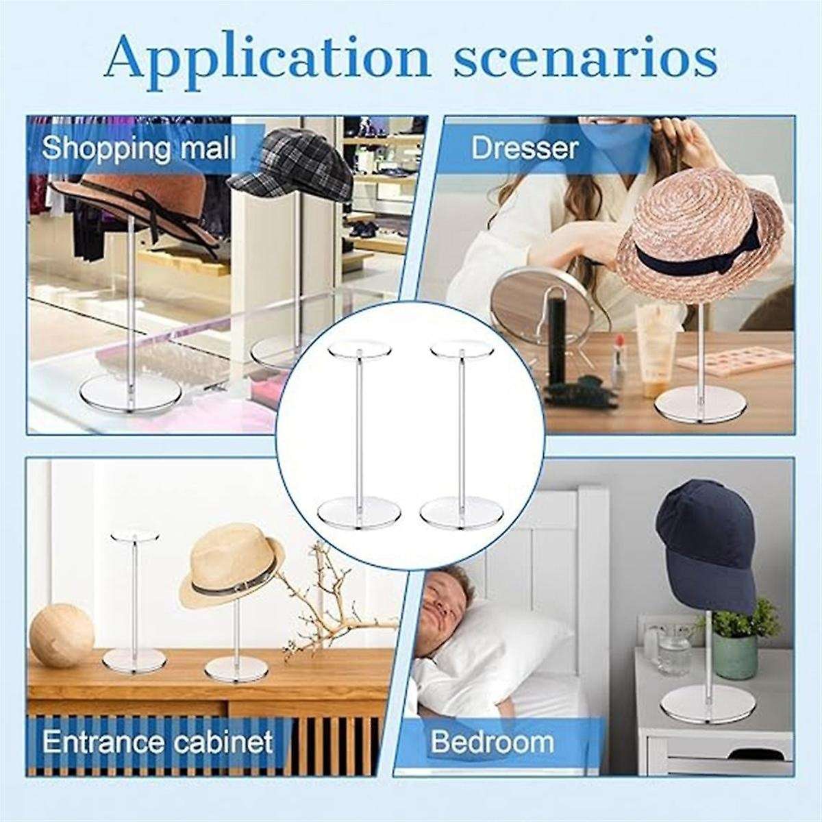 Clear Acrylic Hat Stands for Display,hat Display Rack Holder with Round Base Baseball Cap Storage Ra