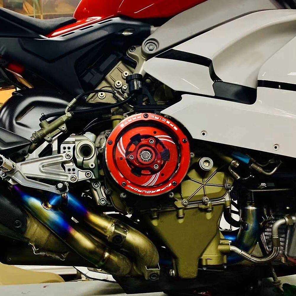 Clear Clutch Cover Protector Guard for Panigale 1199 1299 959 R S 2012-2019 2013-2018(Black Circle+R