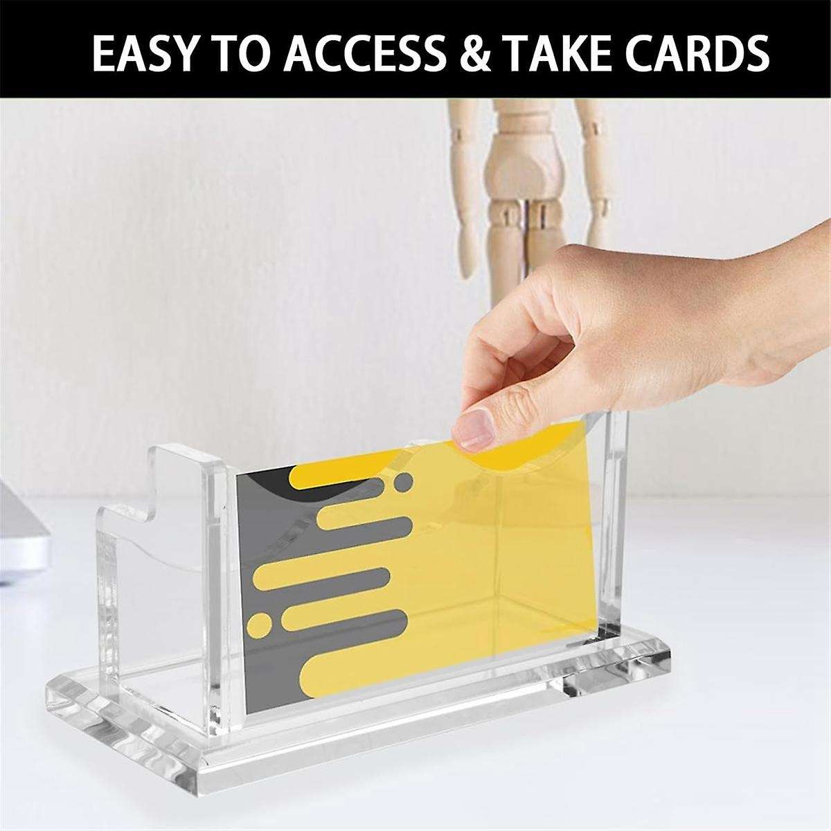 Clear Horizontal Business Card Holder Stand for Desk, Acrylic Desktop Display Name Cards Holders Org