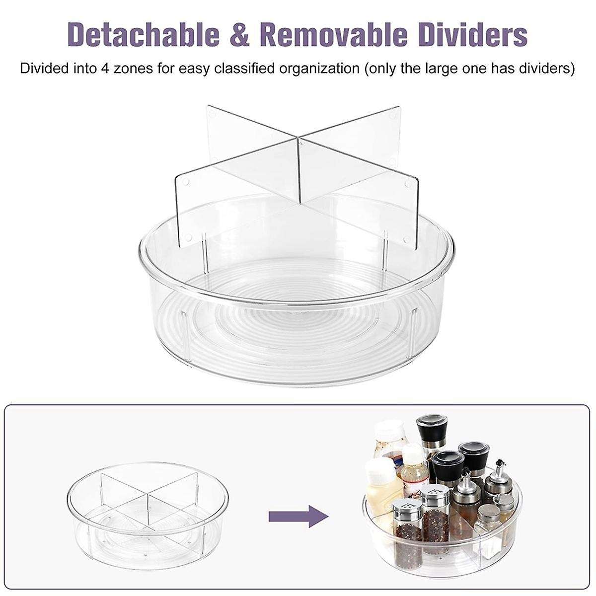 Clear Turntable Organizer, Plastic Rotating Tray Home Spice Rack Cabinet Organizer
