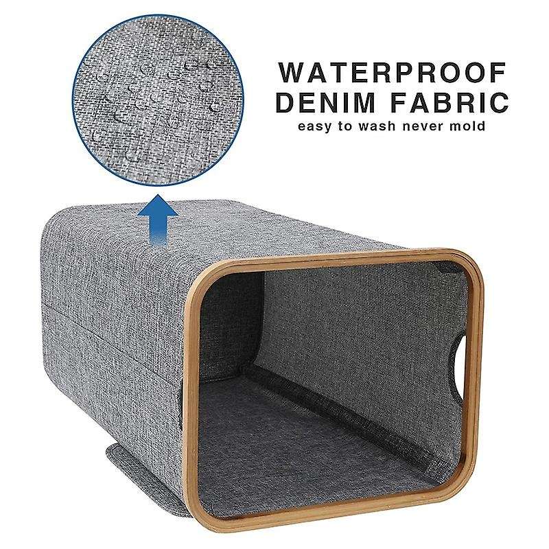 Clothes Hamper with Lid,bamboo Dirty Laundry Baskets with Handle,collapsible Laundry Hamper for Clo