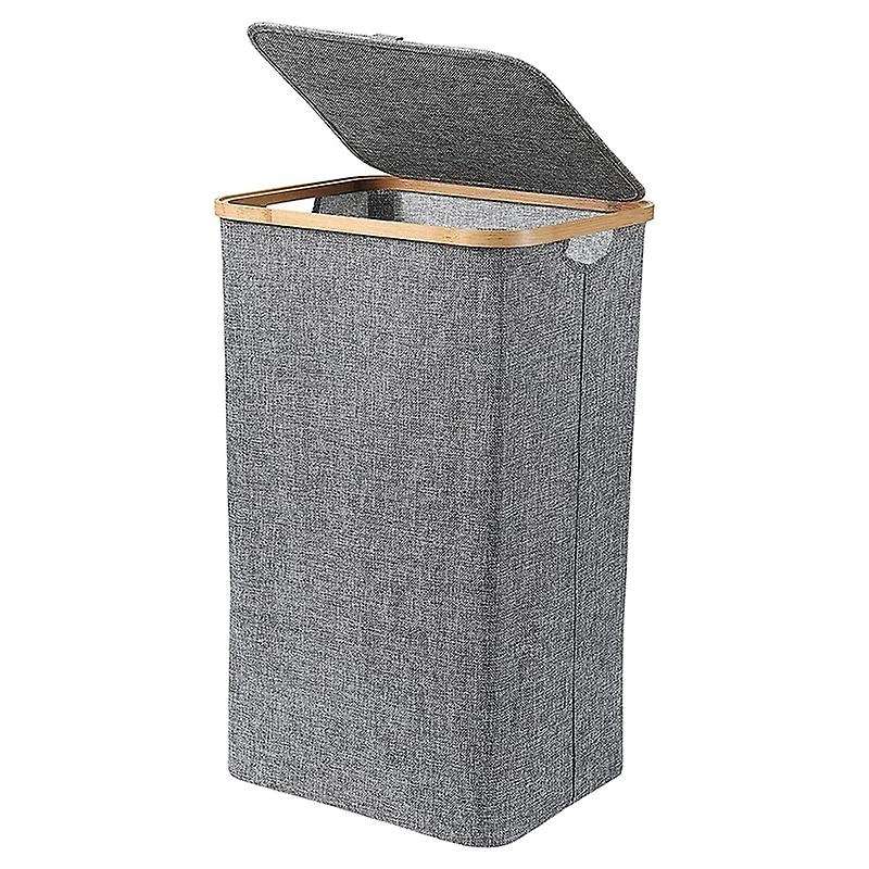Clothes Hamper with Lid,bamboo Dirty Laundry Baskets with Handle,collapsible Laundry Hamper for Clo