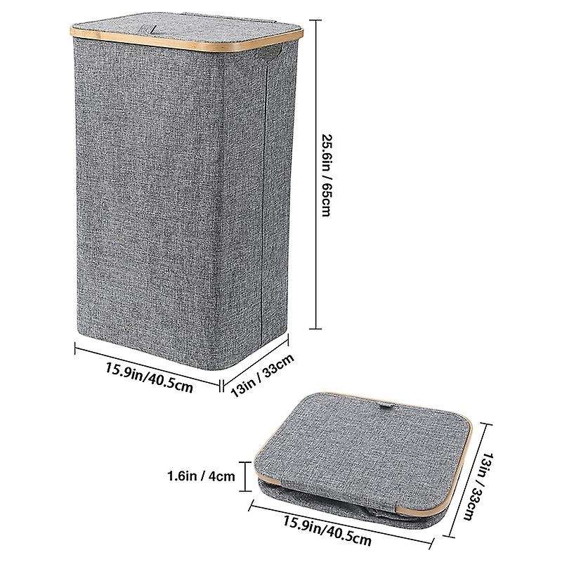 Clothes Hamper with Lid,bamboo Dirty Laundry Baskets with Handle,collapsible Laundry Hamper for Clo