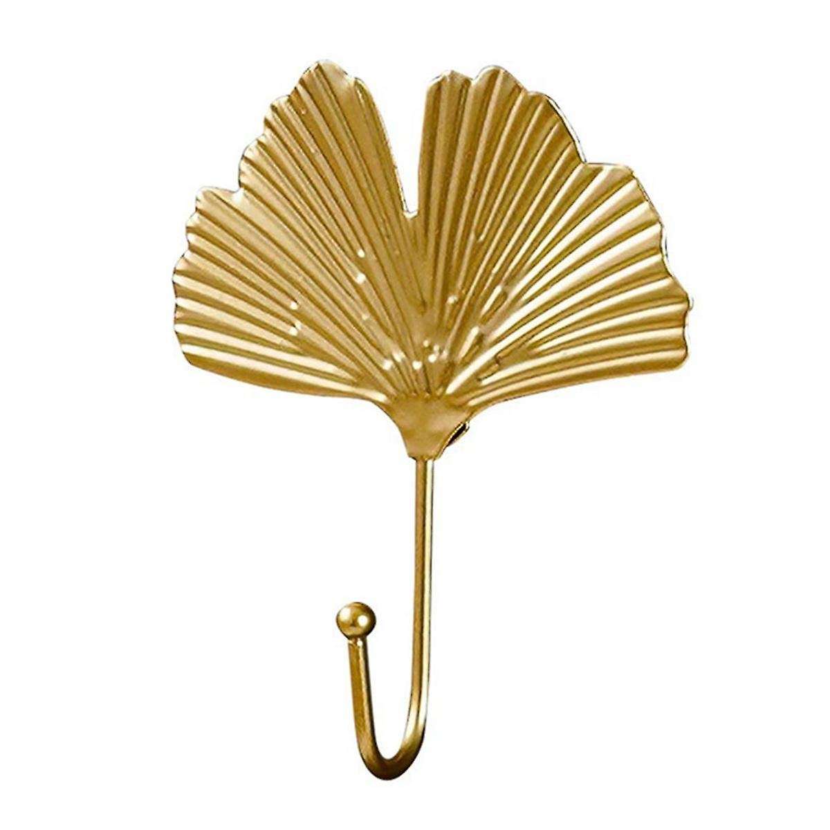 Coat Hooks Gold Hanging Holder for Key, Decorative Leaves Metal Hooks Wall Mounted Hooks Hanger