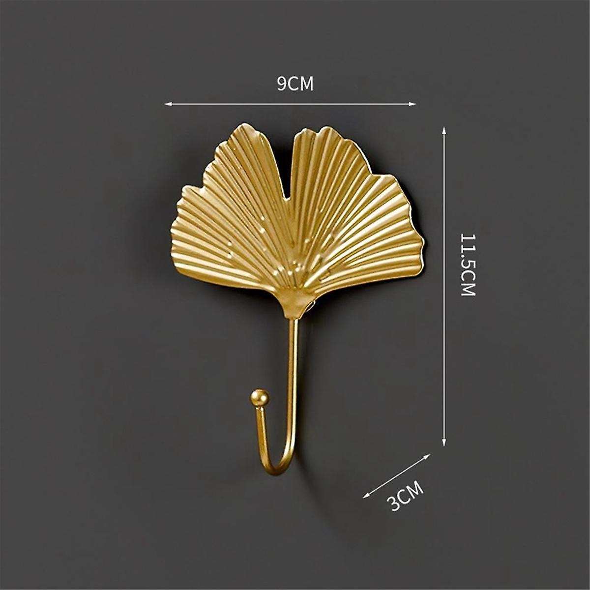 Coat Hooks Gold Hanging Holder for Key, Decorative Leaves Metal Hooks Wall Mounted Hooks Hanger
