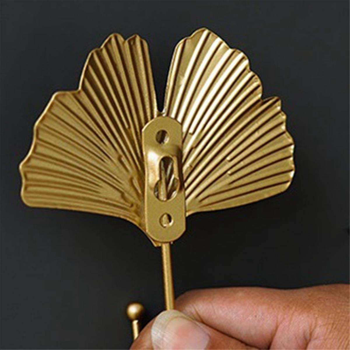 Coat Hooks Gold Hanging Holder for Key, Decorative Leaves Metal Hooks Wall Mounted Hooks Hanger