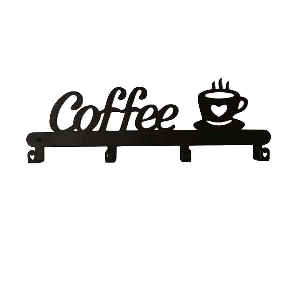 Coffee Mug Holder Wall Mounted(4 Hooks),Kitchen or Coffee Bar Decor Sign,for Coffee Mug Hangers Disp