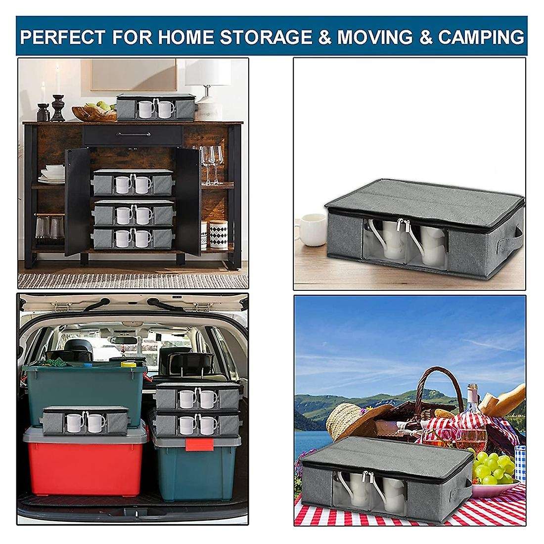 Coffee Mug Storage Box with Window Coffee Cup Storage Containers for Moving Teacup Tea Set Mugs Stor