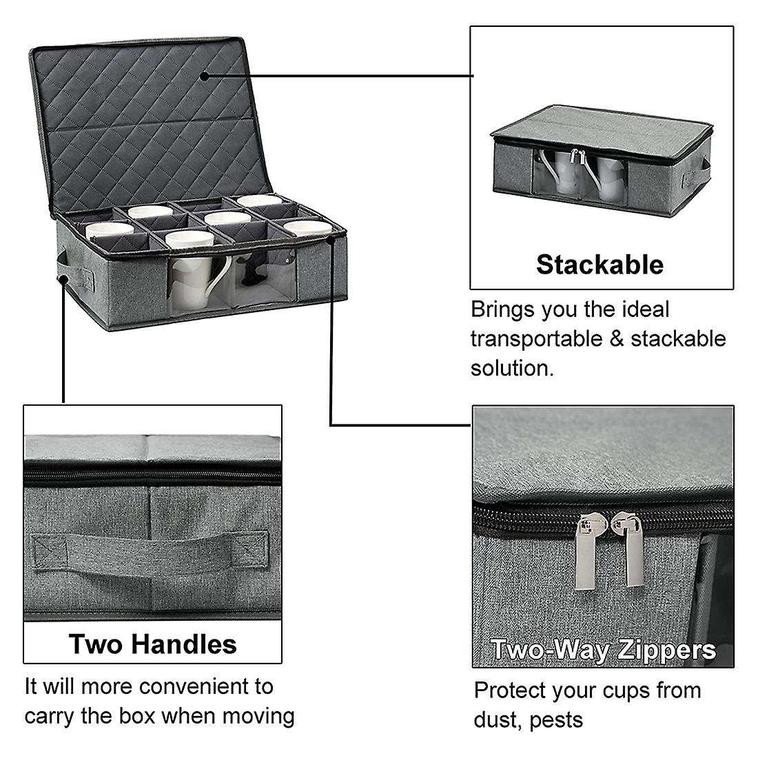 Coffee Mug Storage Box with Window Coffee Cup Storage Containers for Moving Teacup Tea Set Mugs Stor