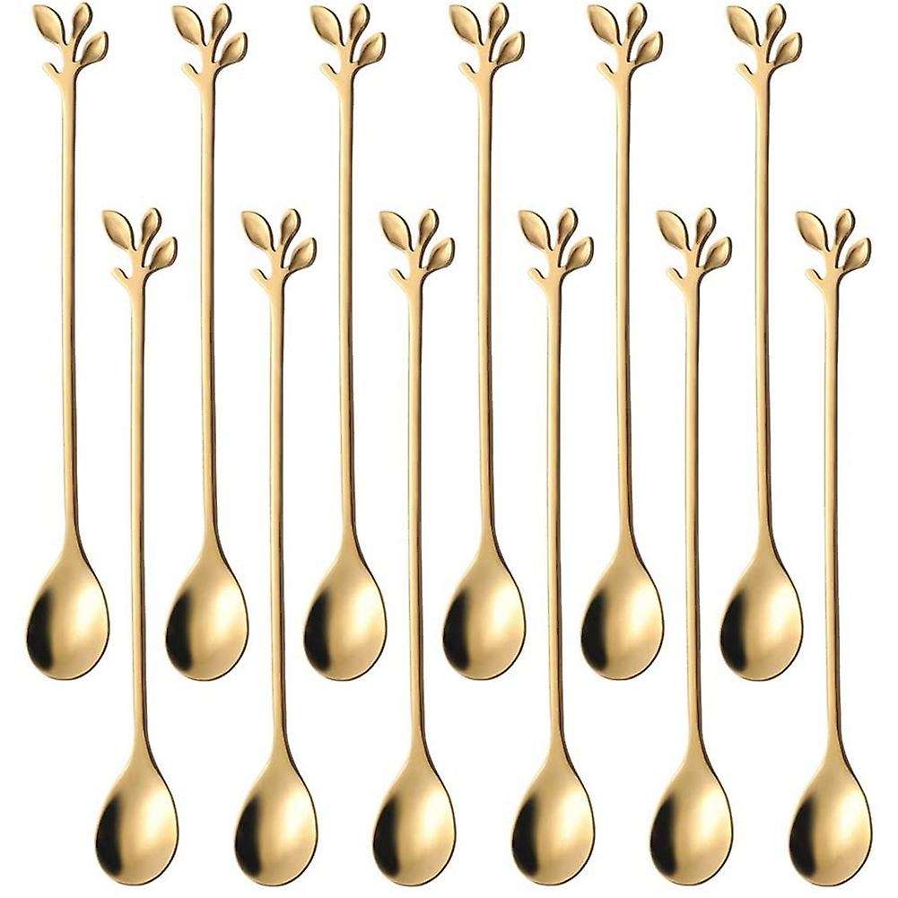 Coffee Spoon Set, Teaspoons, Coffee Ice Cream Spoons, Stainless Steel, Mini Stirring Spoons Gold
