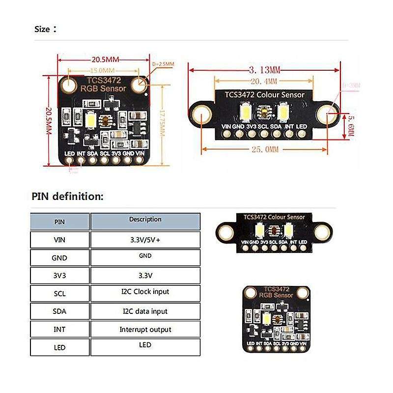 Color Recognition Sensor TCS230 TCS3200 Bright Light Sensor RGB for STM32 DC 3.3/5V