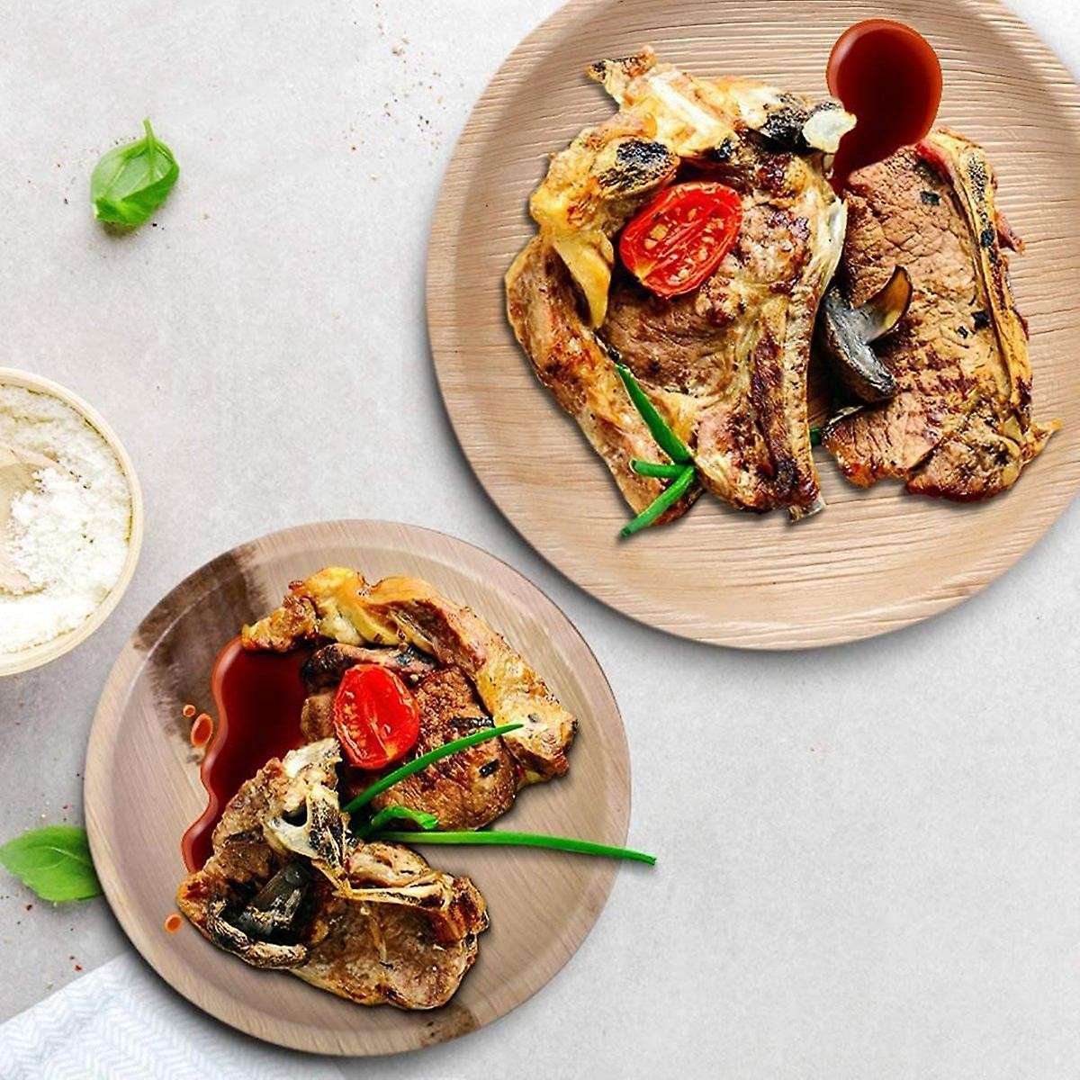 Compostable, Biodegradable, Disposable Palm Leaf Plates Sturdy, & Safe (20, 8 Inch Round Plates)