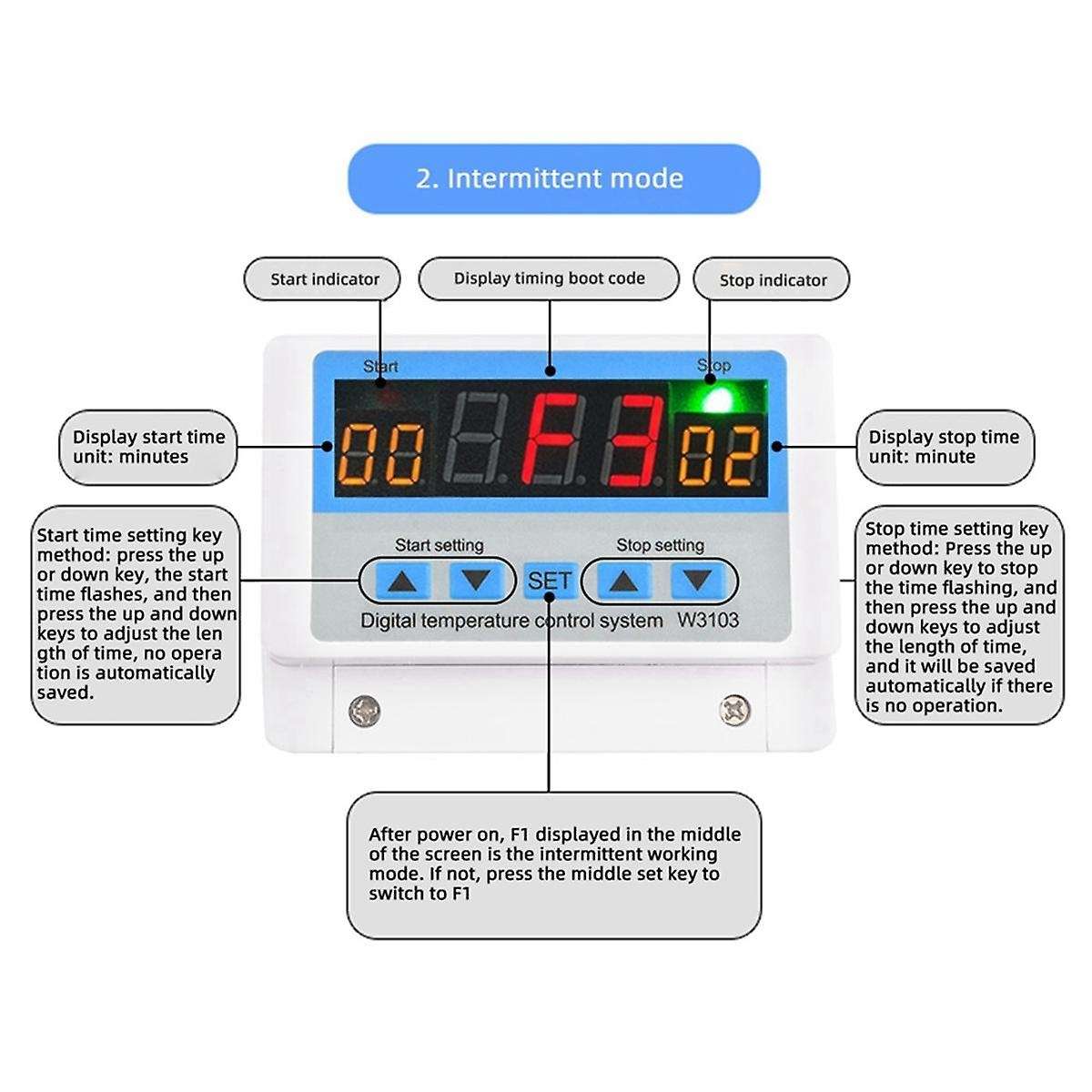 W3103 AC 220V Max Digital Thermostat 30A Temperature Controller Switch Wall Hanging DC 12V 24V Therm
