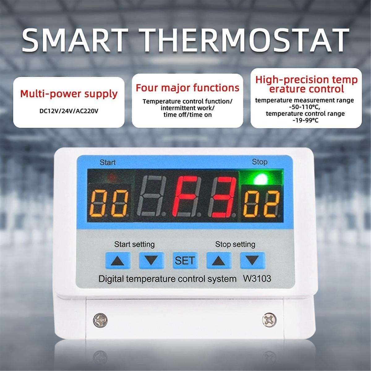W3103 AC 220V Max Digital Thermostat 30A Temperature Controller Switch Wall Hanging DC 12V 24V Therm