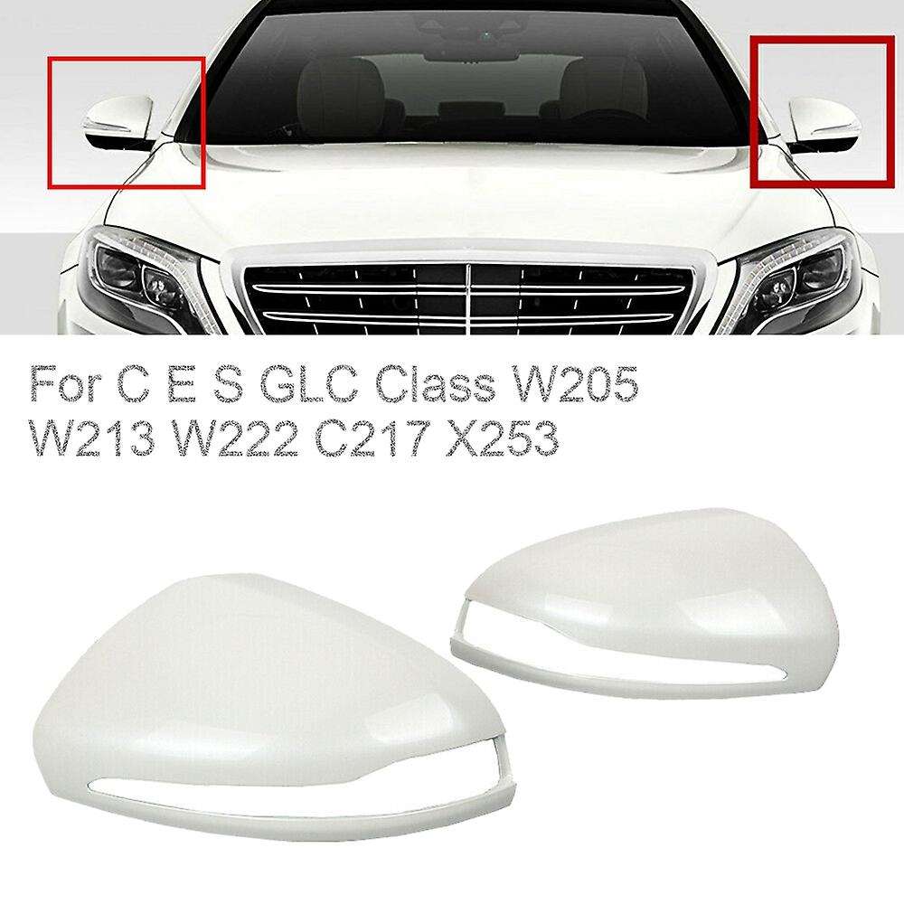 White Rearview Mirror Cover Cap Side Wing Mirror Cover Replace for C E S GLC Class W205 W213 W222 X2
