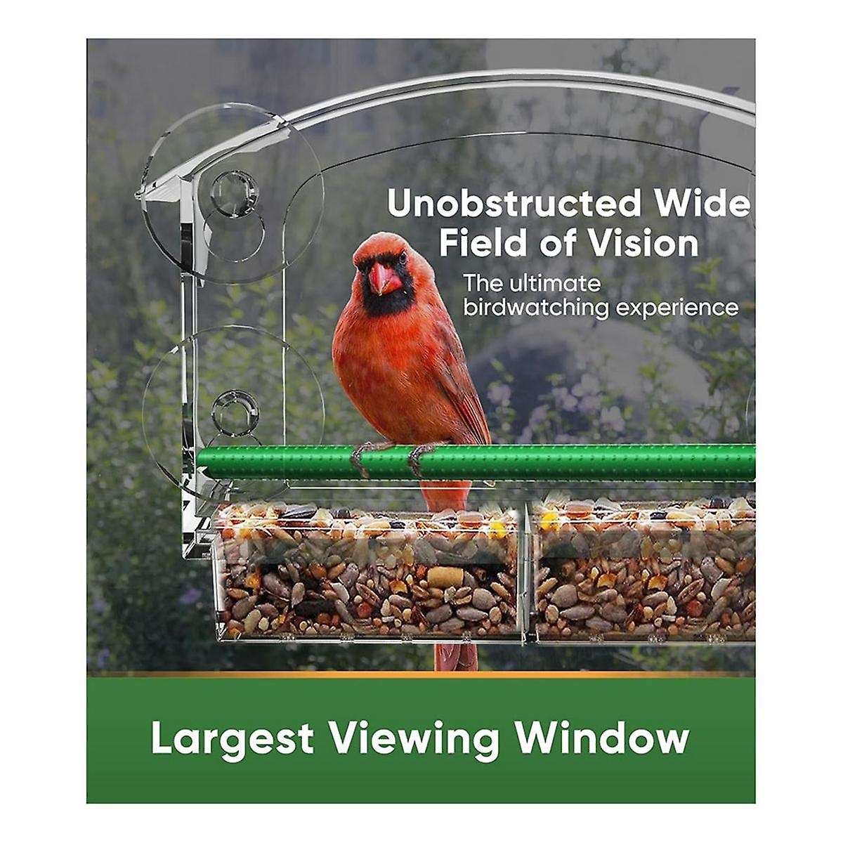 Window Bird Feeder with 4 Strong Suction Cups, Clear Window Bird Feeder for Outside, Acrylic Bird Ho
