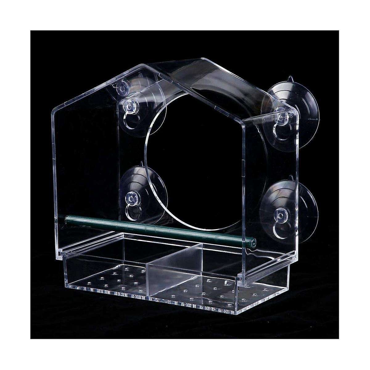 Window Bird Feeders with Strong Suction Cups, Clear for Outside,bird House with 2 Compartment Remov
