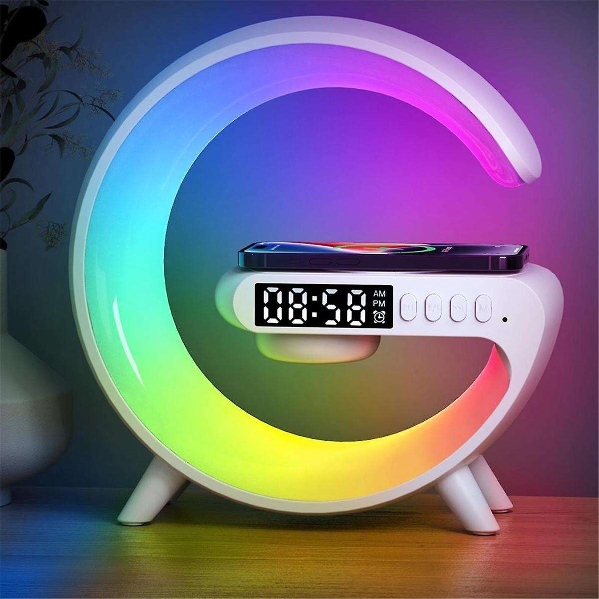 Wireless Atmosphere Bedside Light Music Lit Lamp 4-in-1 Alarm Clock & Bluetooth Speaker
