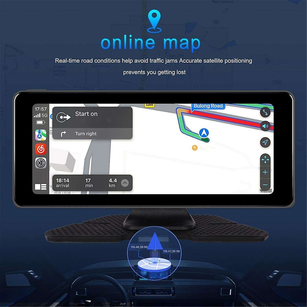 Wireless Carplay Android Auto Portable Car Stereo with Front Camera, Dash Cam 6.86inch Car Radio Rec