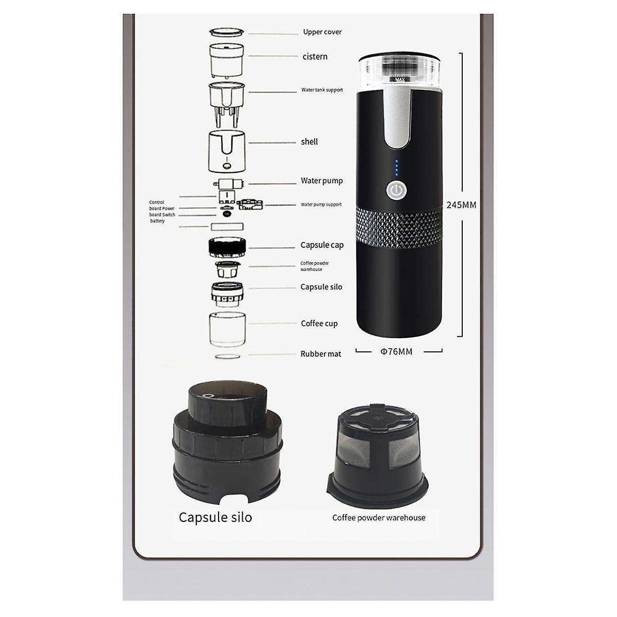 Wireless Electric Coffee Machine 1200mah Usb Rechargeable Outdoor Travel Car Home Portable Fully Aut