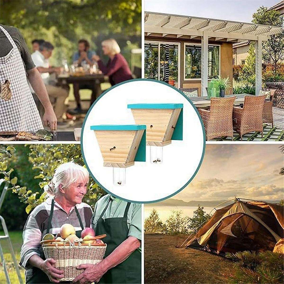 Wood Carpenter Bee Trap for Outside - Wood Boring Bee Trap-Nature Shed Style Carpenter Bee Traps Out