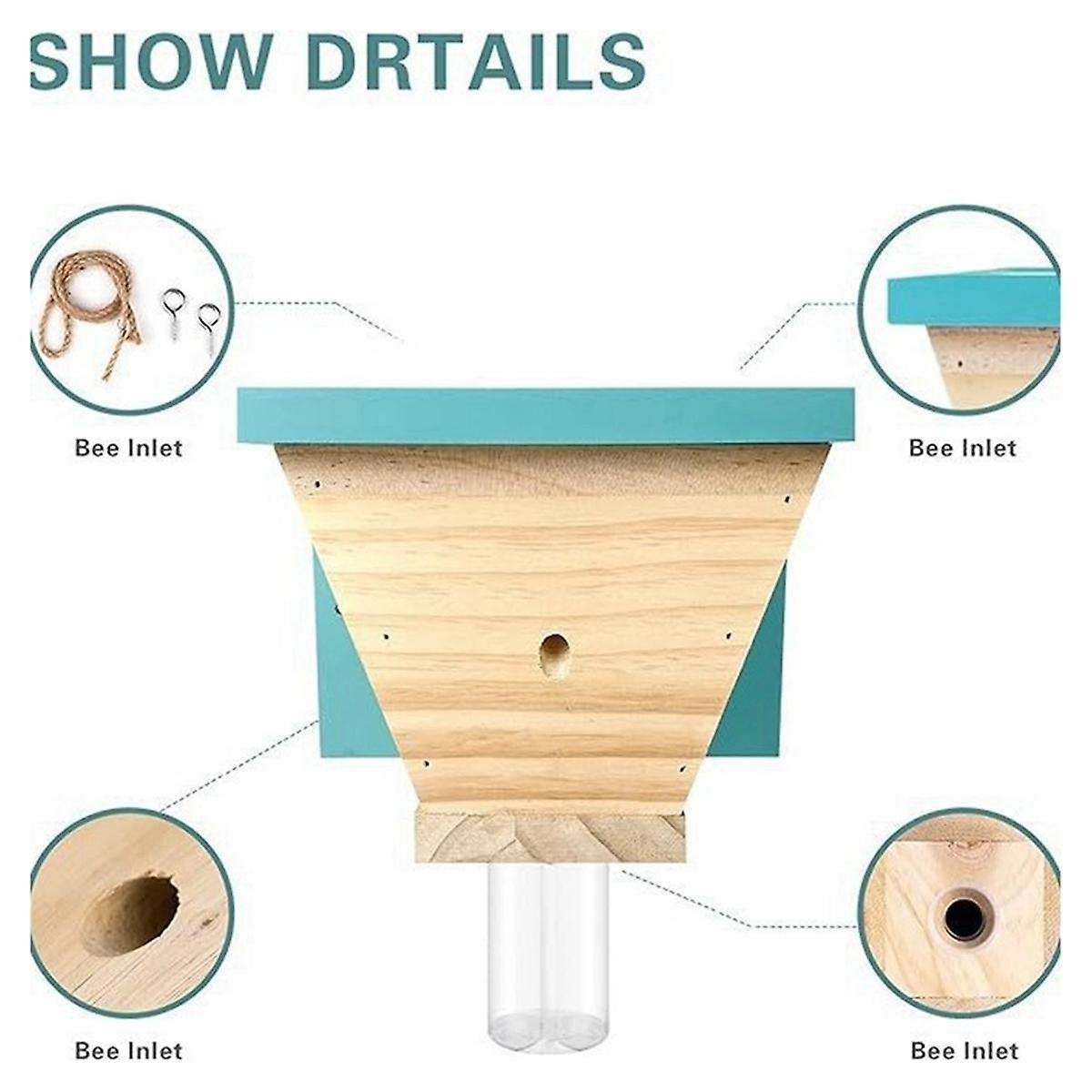Wood Carpenter Bee Trap for Outside - Wood Boring Bee Trap-Nature Shed Style Carpenter Bee Traps Out