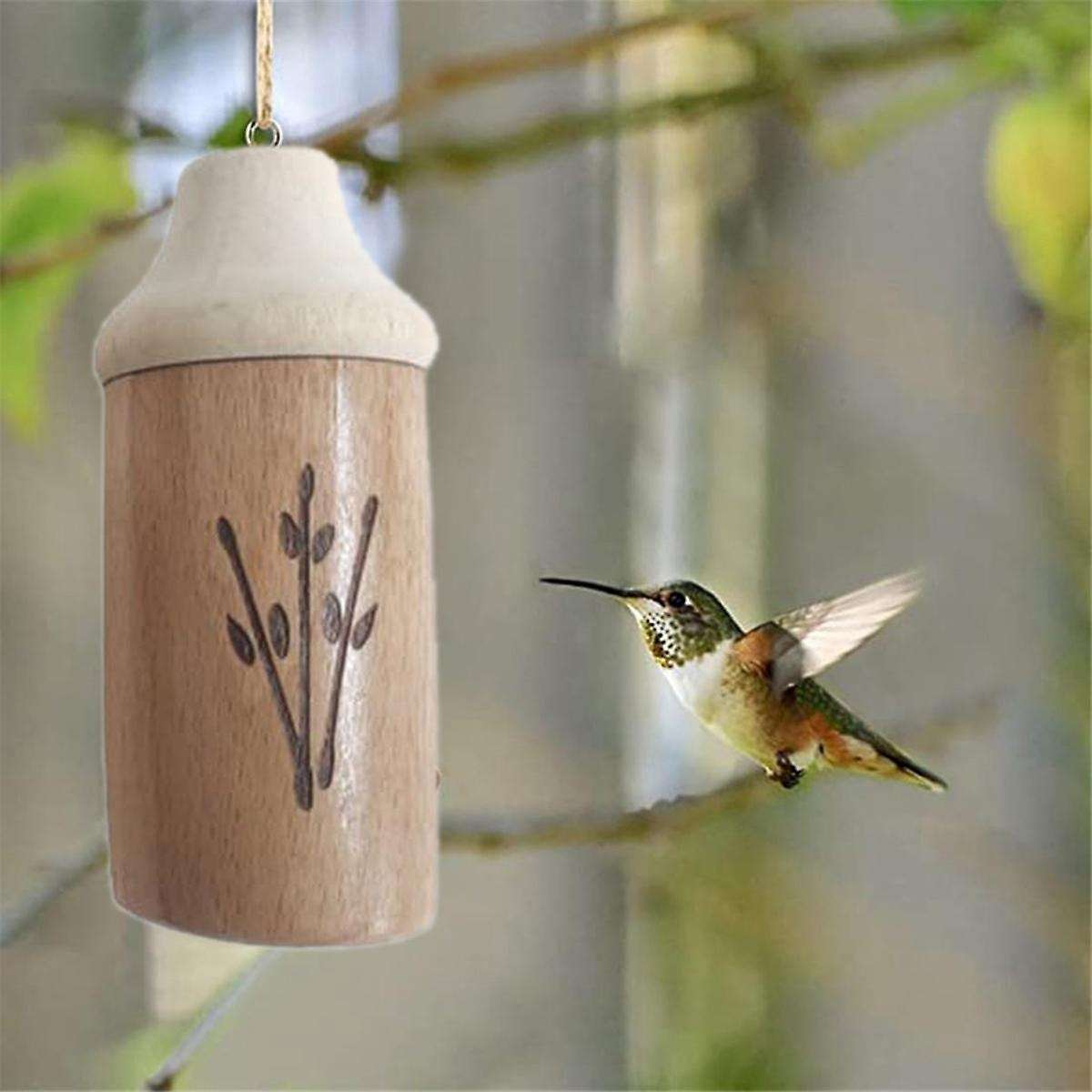 Wooden Bird Houses for Outside, Garden Outdoor Hanging Wooden Bird Feeder Bird House(Set of 3)