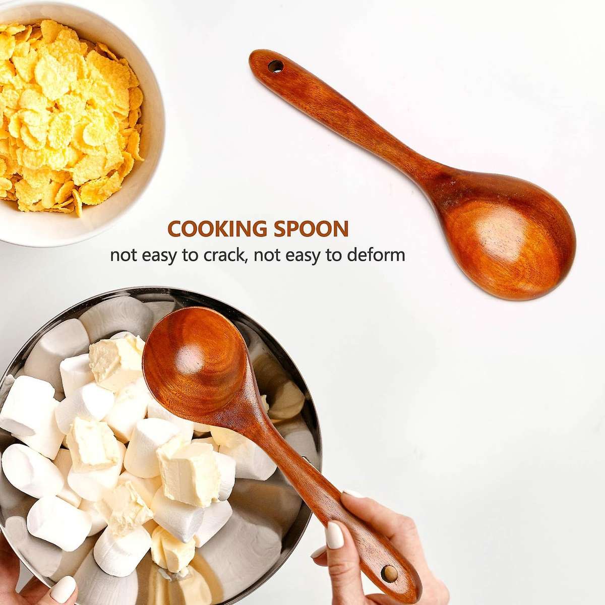 Wooden Spoons, Wooden Spoons for Cooking, 5-piece Reusable Wood Kitchen Utensils Set Tools for Cook