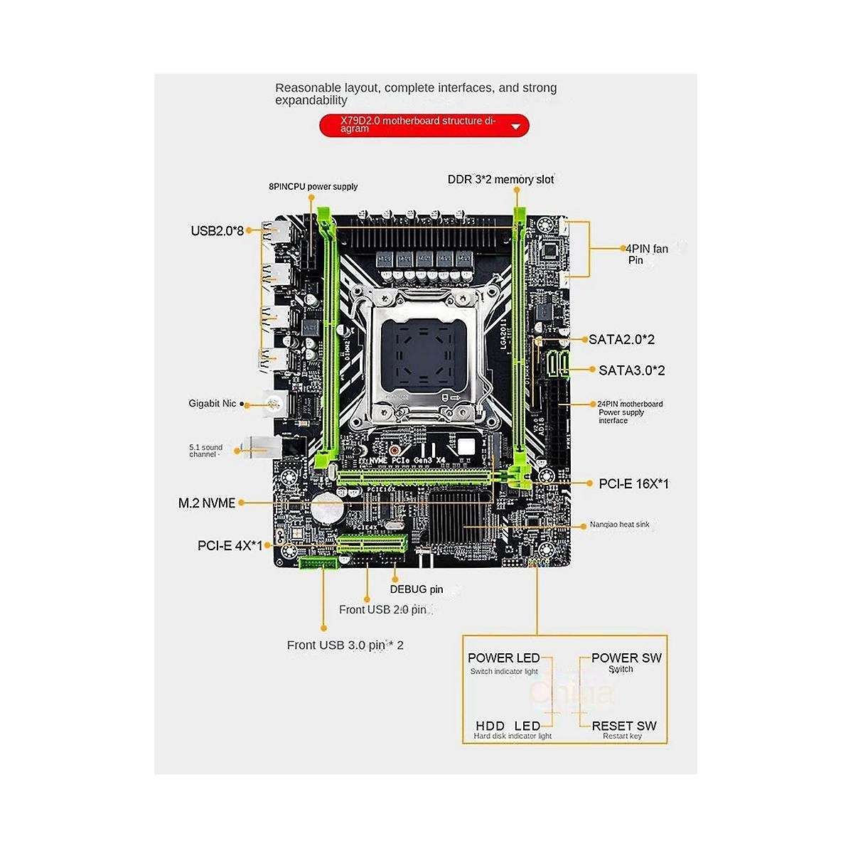 X79d 2.0 Motherboard Lga2011 Computer Motherboard Ddr364gb Supports Support 2011 Series Processor M.