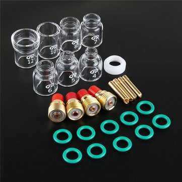26pcs TIG Welding Accessories Torch Clamp Slot Ring Glass for WP-9/20/25 Case