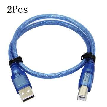 2Pcs 30CM Blue USB 2.0 Type A Male to Type B Male Power Data Transmission Cable For UNO R3 MEGA 2560