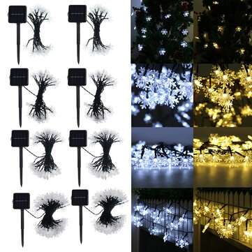 5/6.5/9.5/10M Solar Powered Snowflake String Fairy Lights Xmas ... (LENGTH: 5M | LIGHT COLOR: WHITE)
