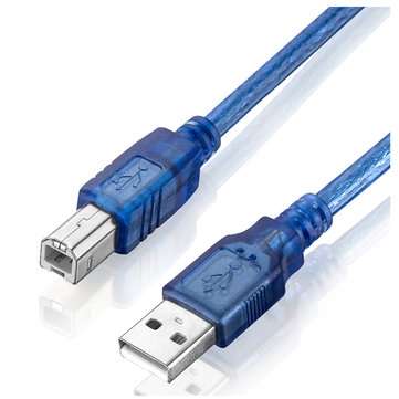 5pcs 30CM Blue USB 2.0 Type A Male to Type B Male Power Data Transmission Cable For  UNO R3 MEGA 256