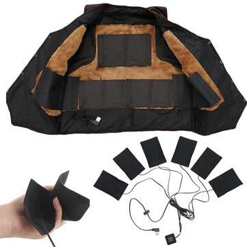 6 in 1 USB Electric Heating Pads Thermal Clothes Heated Mobile Warming Gear