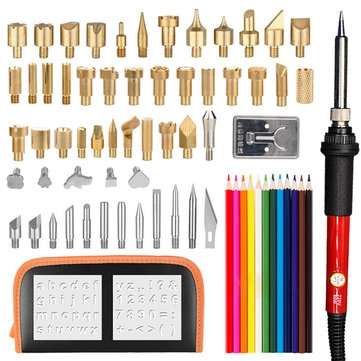 71Pcs Adjustable Temperature Electric Solder Iron Tool Kit Pyrogra... (COLOR.: WHITE | PLUG: EUPLUG)